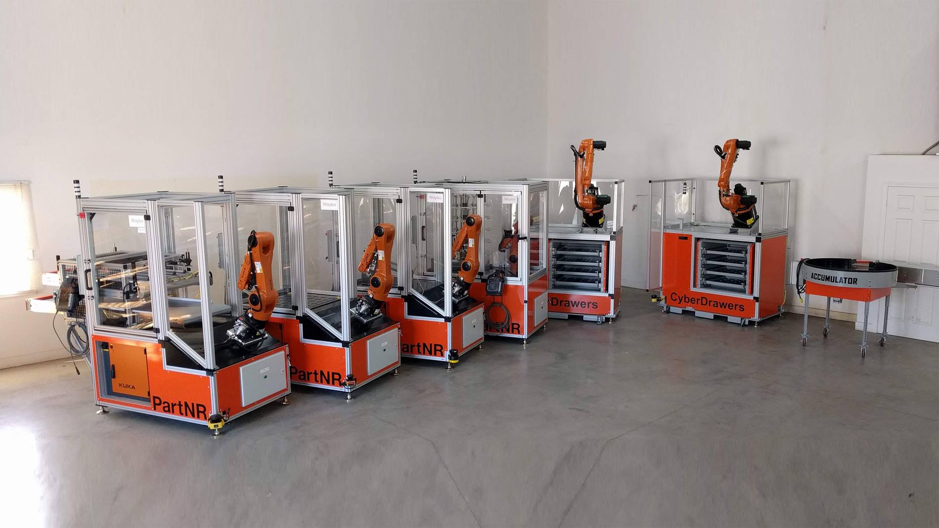 Waybo Machine Tending cells with KUKA robots