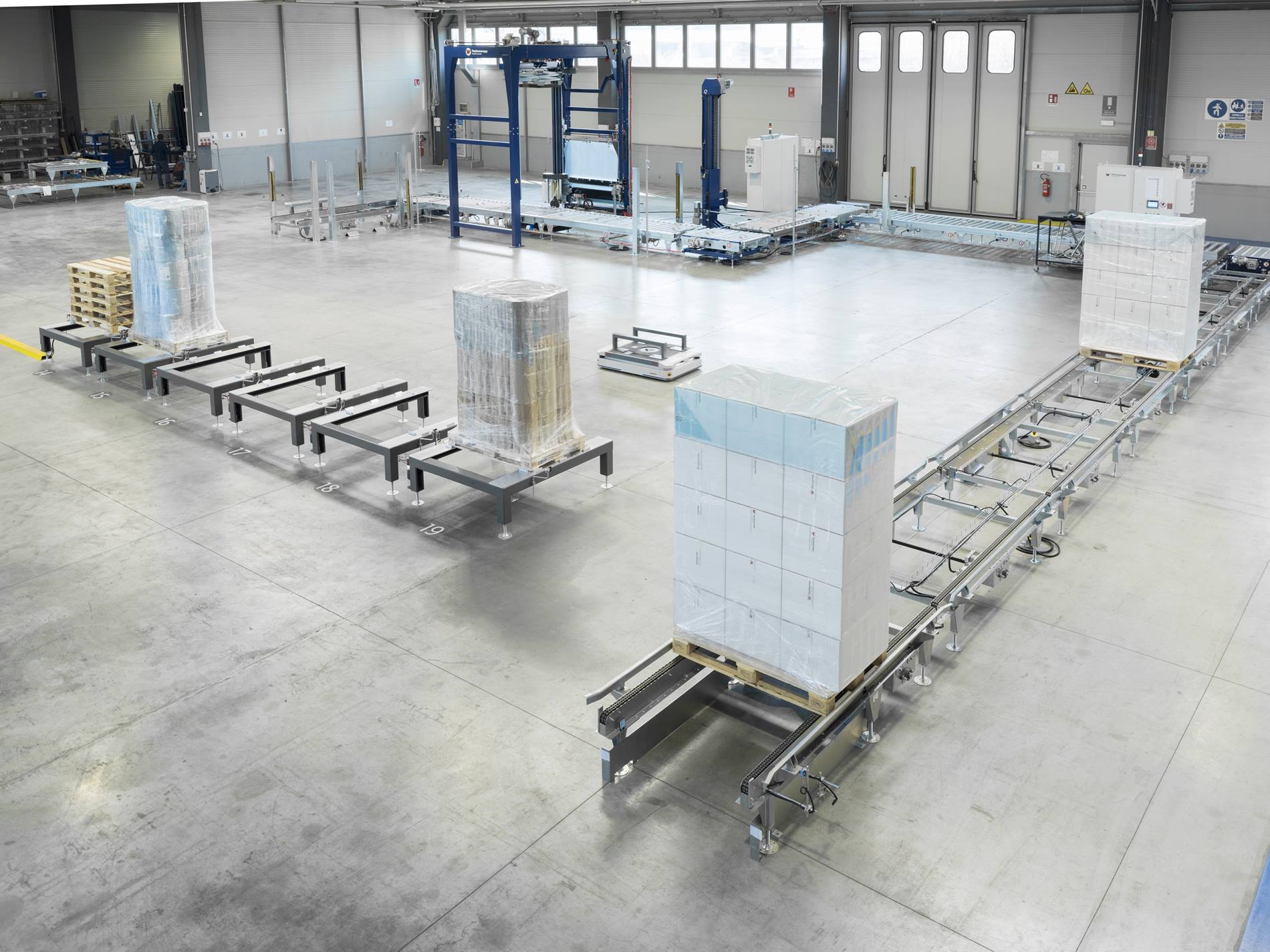 AMR transporting wrapped pallets