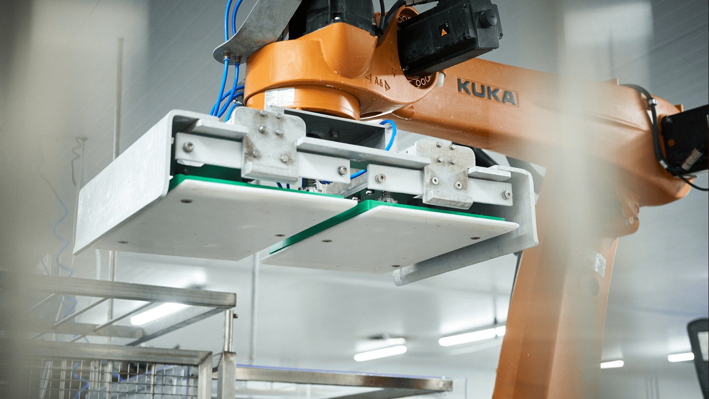 End-of-line automation in fish processing with optimized robotic gripper