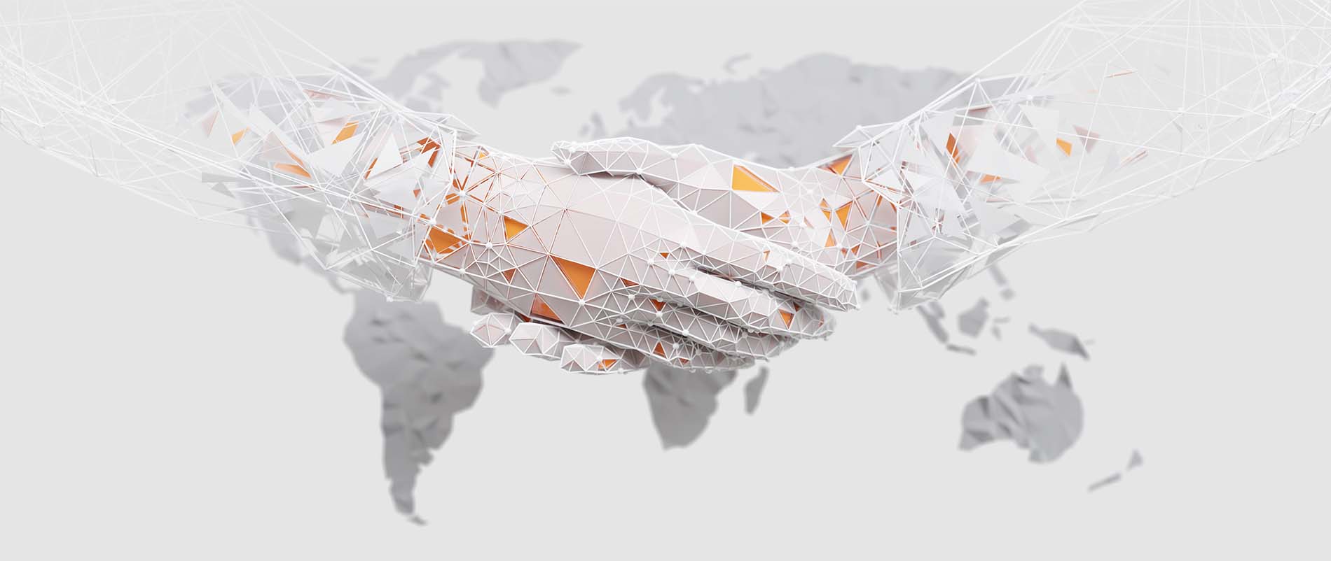 Keyvisual Customer Service: zwei Hände vor Weltkarte