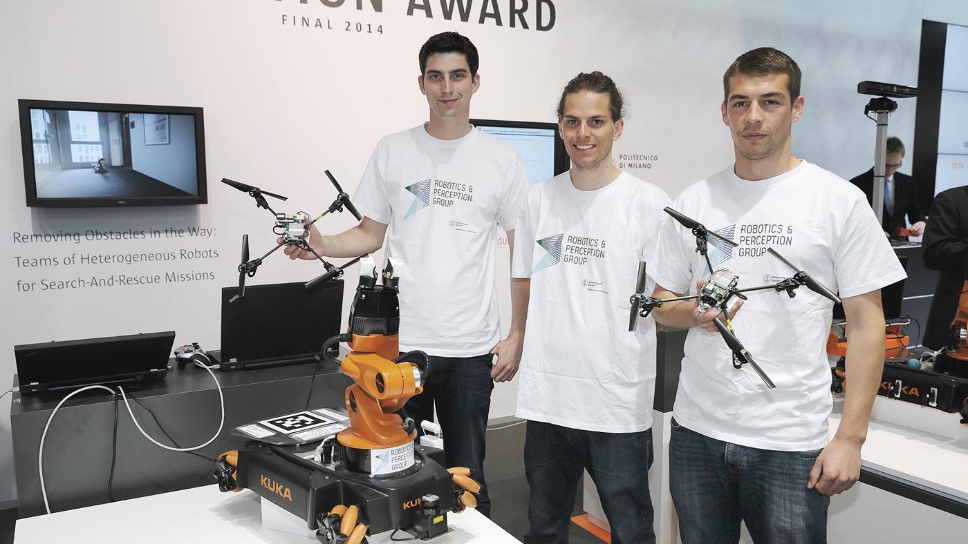 Die Sieger des Innovation Awards 2014, Robotics & Perception Group der Universität Zürich