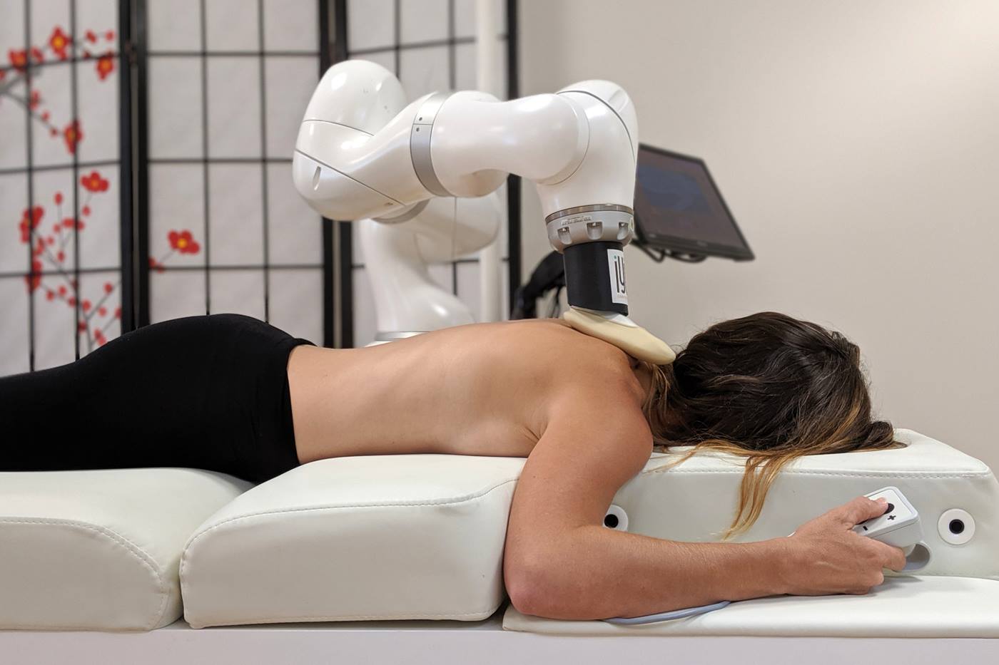 The iYU massage robot, with the integrated LBR Med, is designed to integrate massage into people's daily lives and make the lives of physical therapists easier.