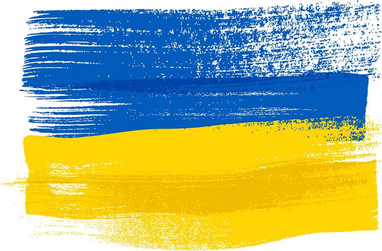 Ukraine flag painted in brush strokes