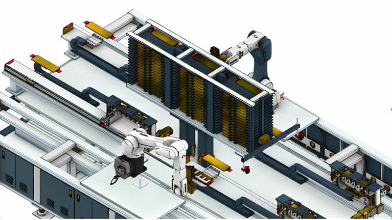 KUKA robots in the production of lithium-ion battery cells or pouch cells