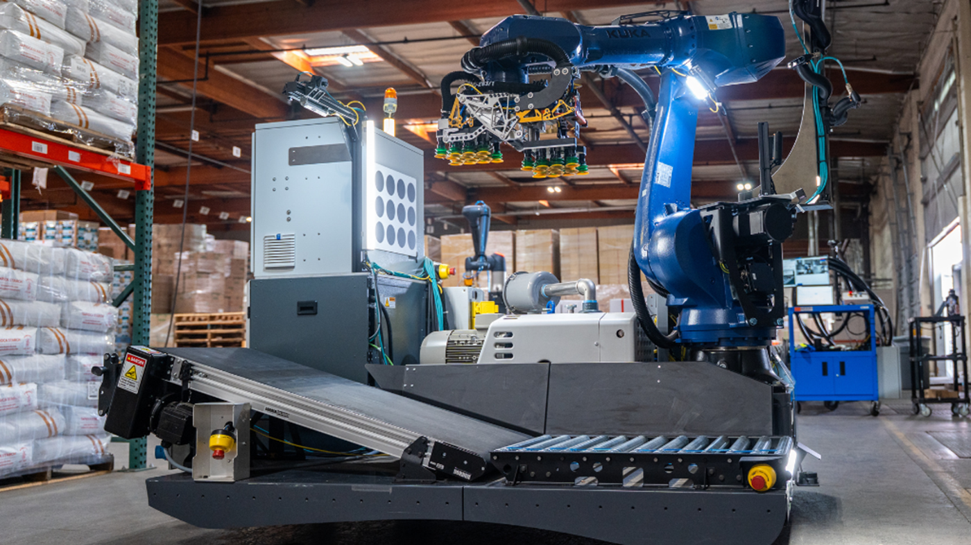 The robotic system moves into trailers in warehouses to enhance unloading
