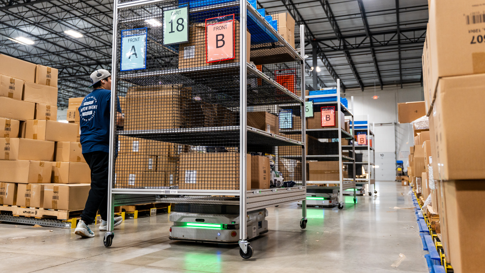 Humans and mobile robots in a warehouse