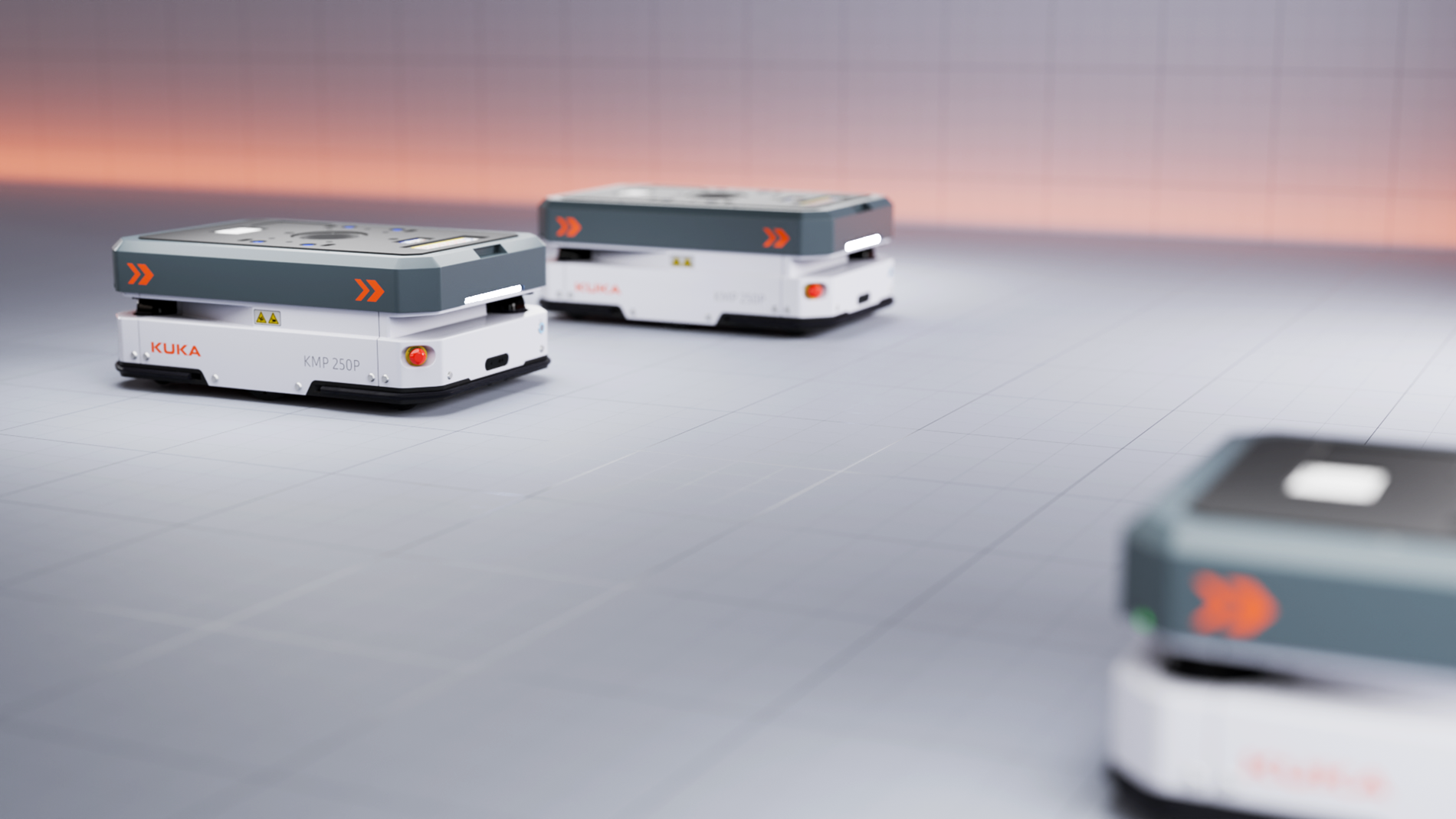 Die neue mobile Plattform von KUKA kann Waren und Bauteile bis zu 250 Kilogramm trans-portieren.