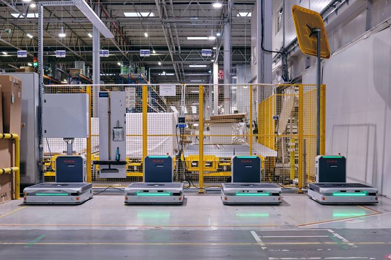 From the factory floor to the living room: 22 mobile robots keep TV production running
