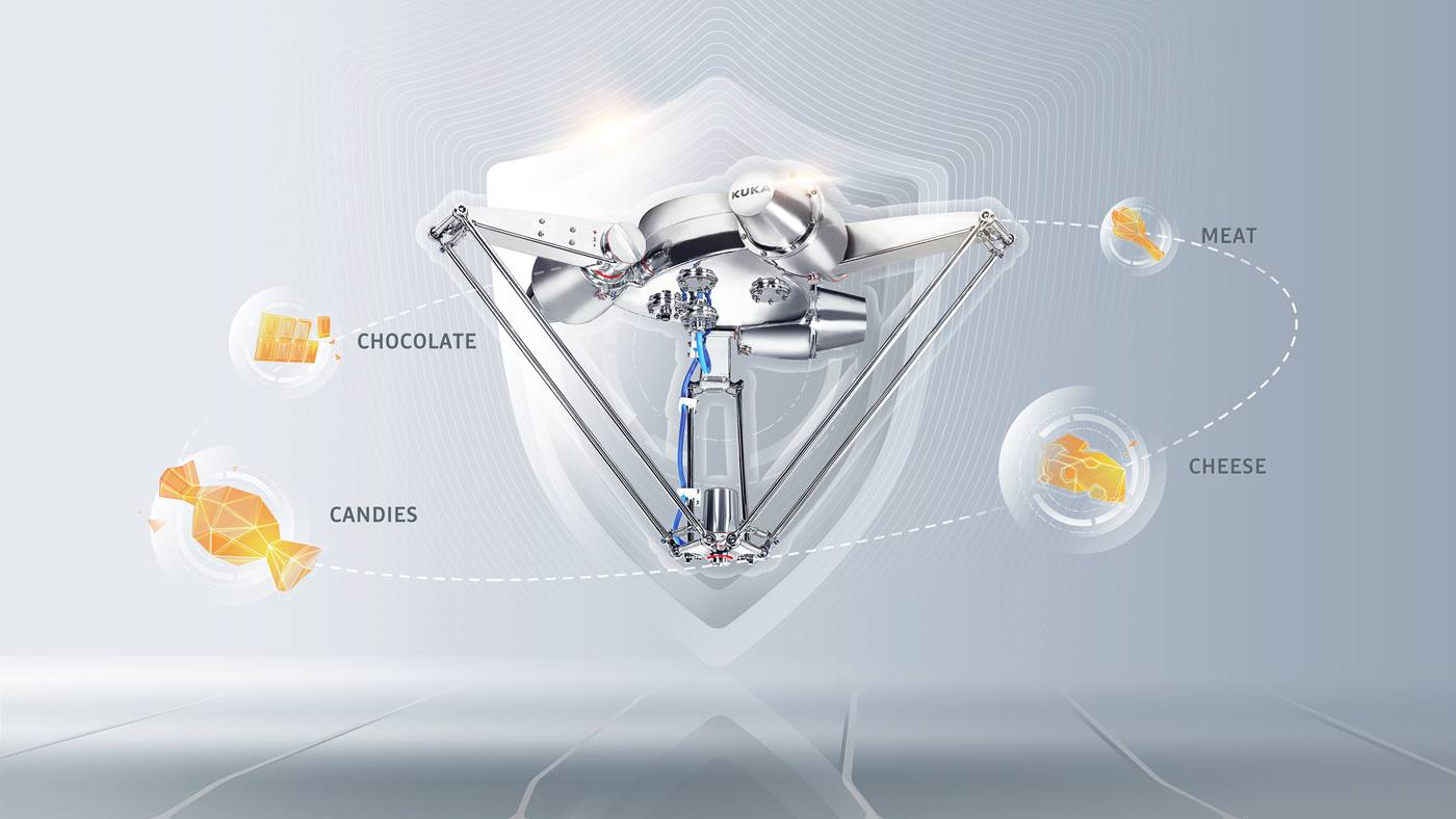 KUKA DELTA Roboter_Hygienic_Design roh Lebensmitteln Primärverpackung von Lebensmitteln