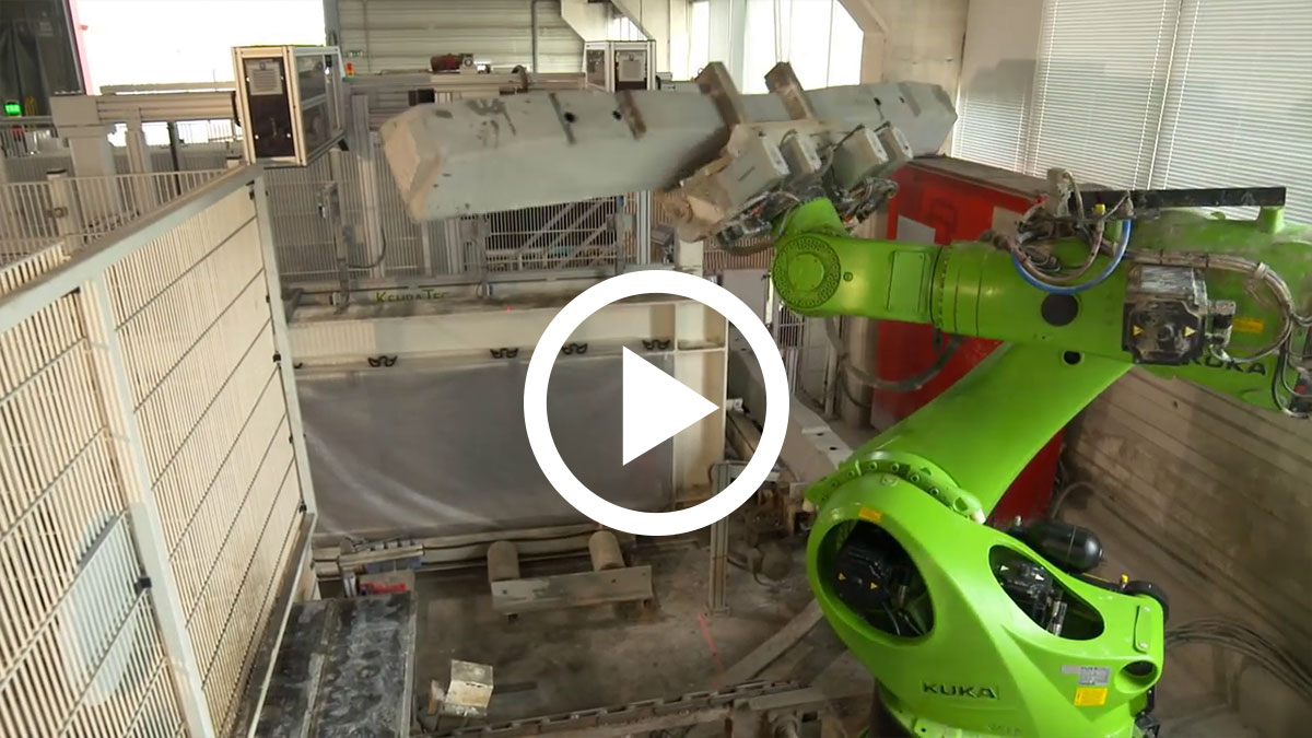 KUKA重型机器人处理和测量混凝土轨枕